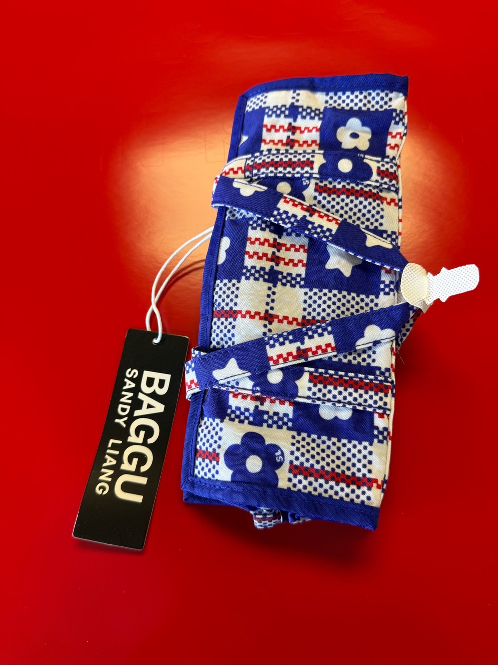 Baggu x Sandy Liang Mini Nylon Market Bag in Market Plaid Blue New with Tags NWT - Picture 11 of 12